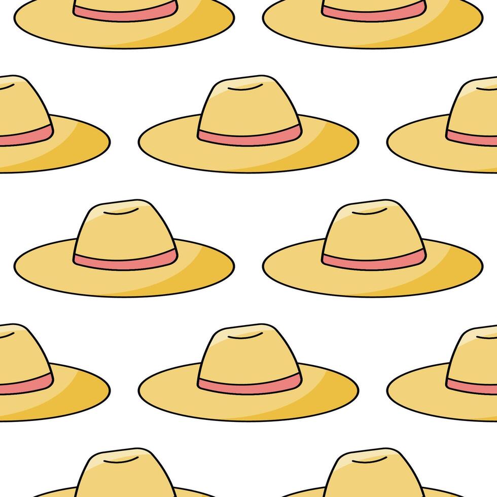 Straw hat Summer pattern Protect head sun vector
