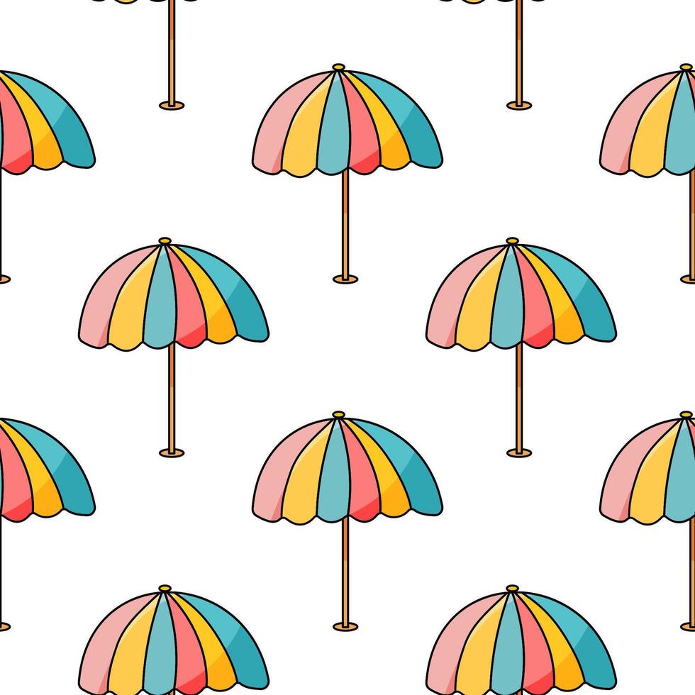 summer pattern beach umbrella color striped decor vector