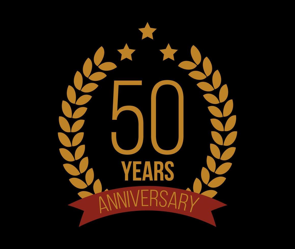 50 Years anniversary. Luxury bronze laurel, birthday celebration and commemorative banner vector