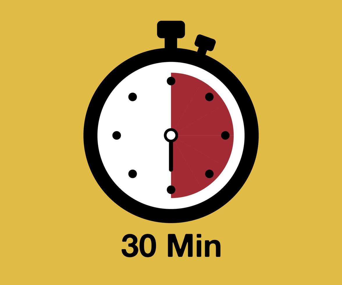 30 Timer sign icon. 30 minutes stopwatch symbol vector