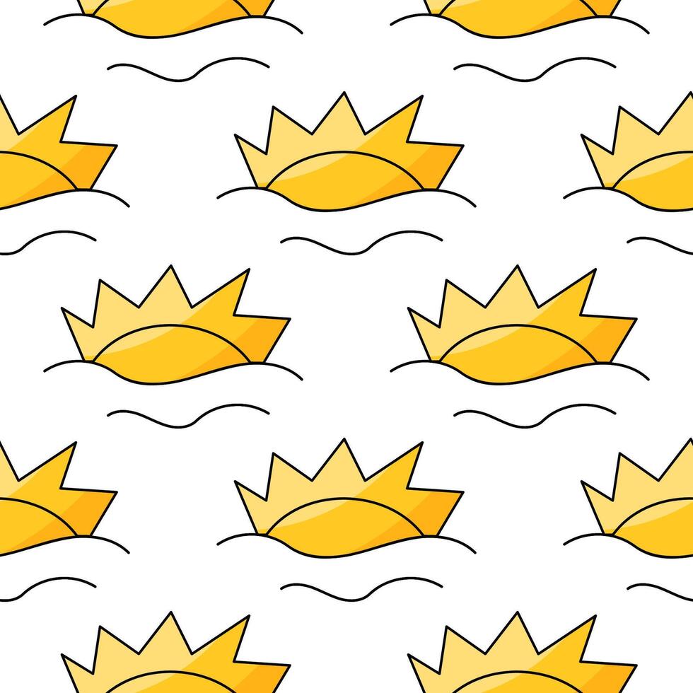 Sunny weather pattern Warm Sun rays clouds vector