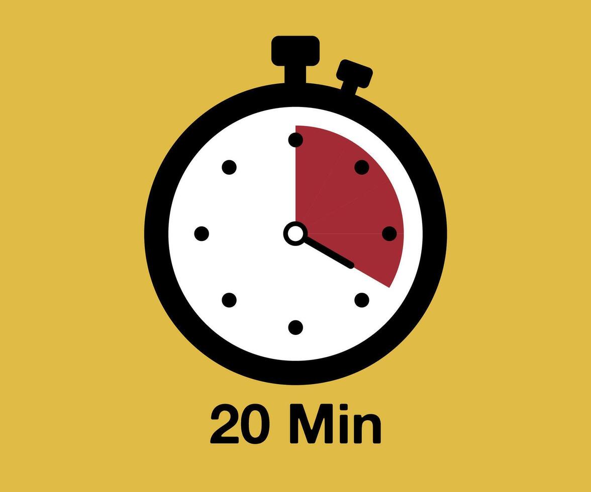20 Timer sign icon. 20 minutes stopwatch symbol vector