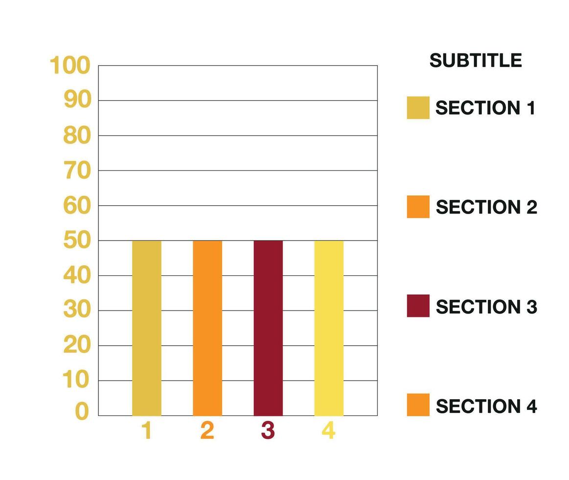 50 número barras cuadro. gráfico diseño cuatro barras con sección y leyenda. vector para Finanzas y Estadísticas