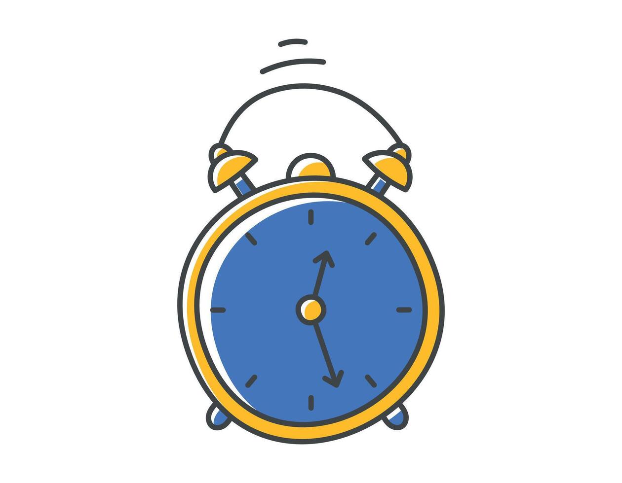 Vector isolated line doodle symbol of retro alarm clock with dial.