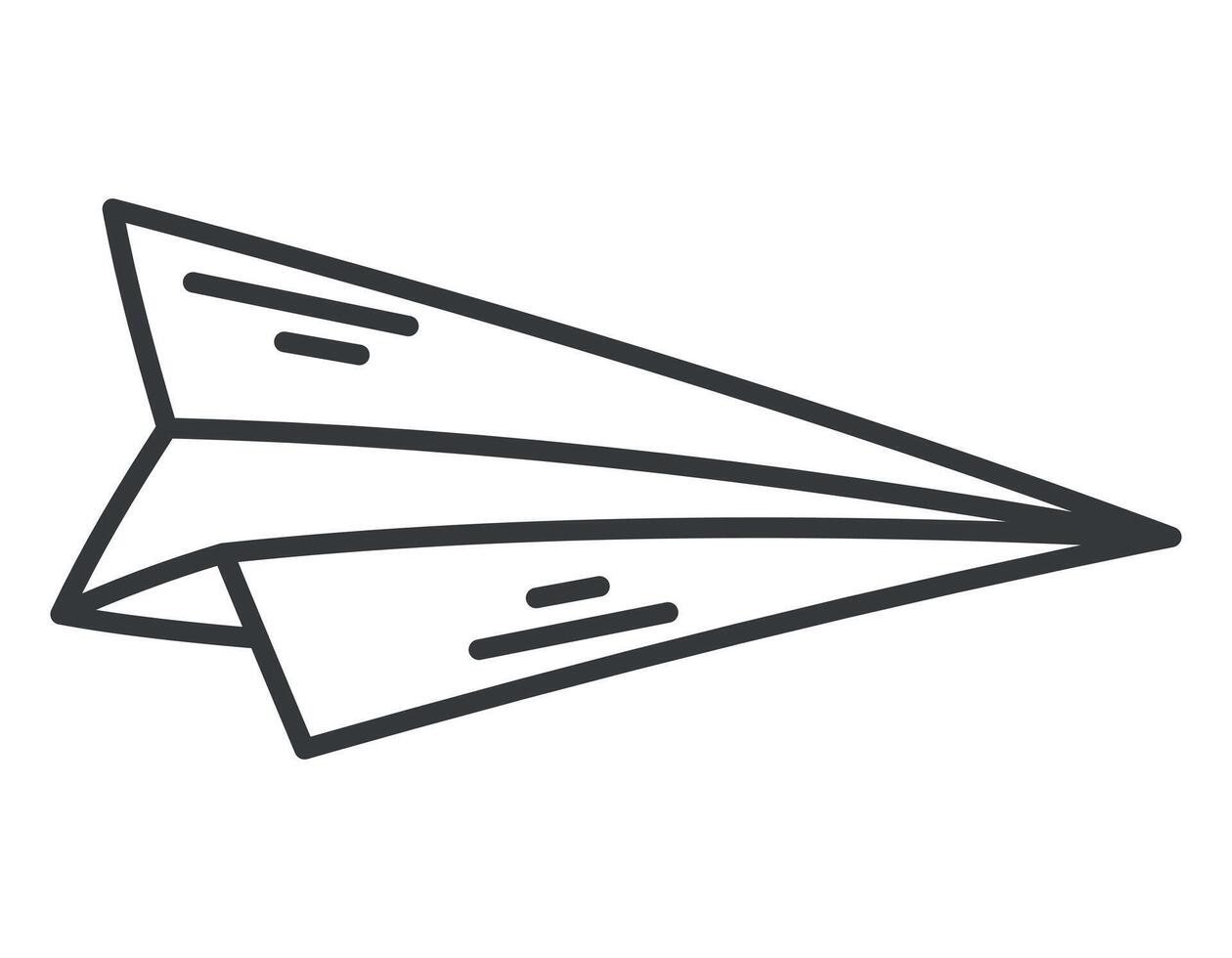 Vector isolated doodle symbol of paper airplane.