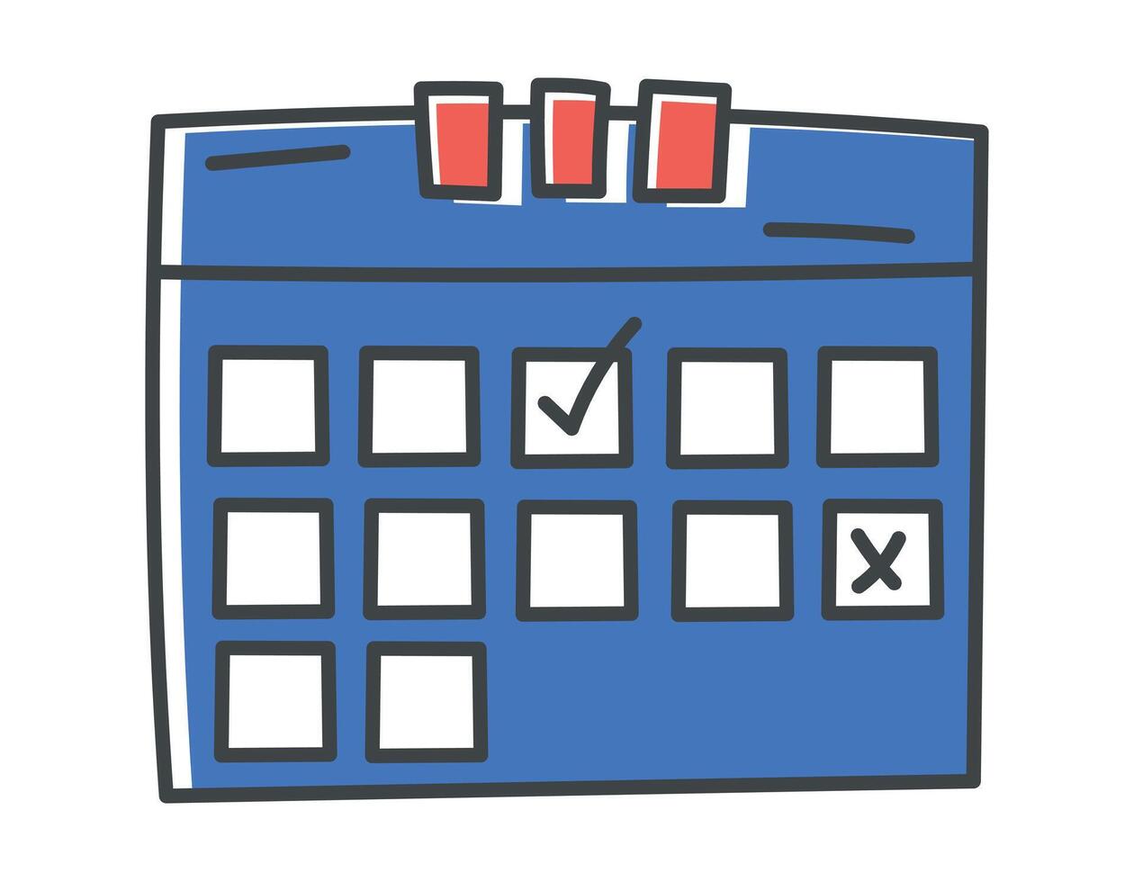 Vector isolated doodle outline calendar symbol.