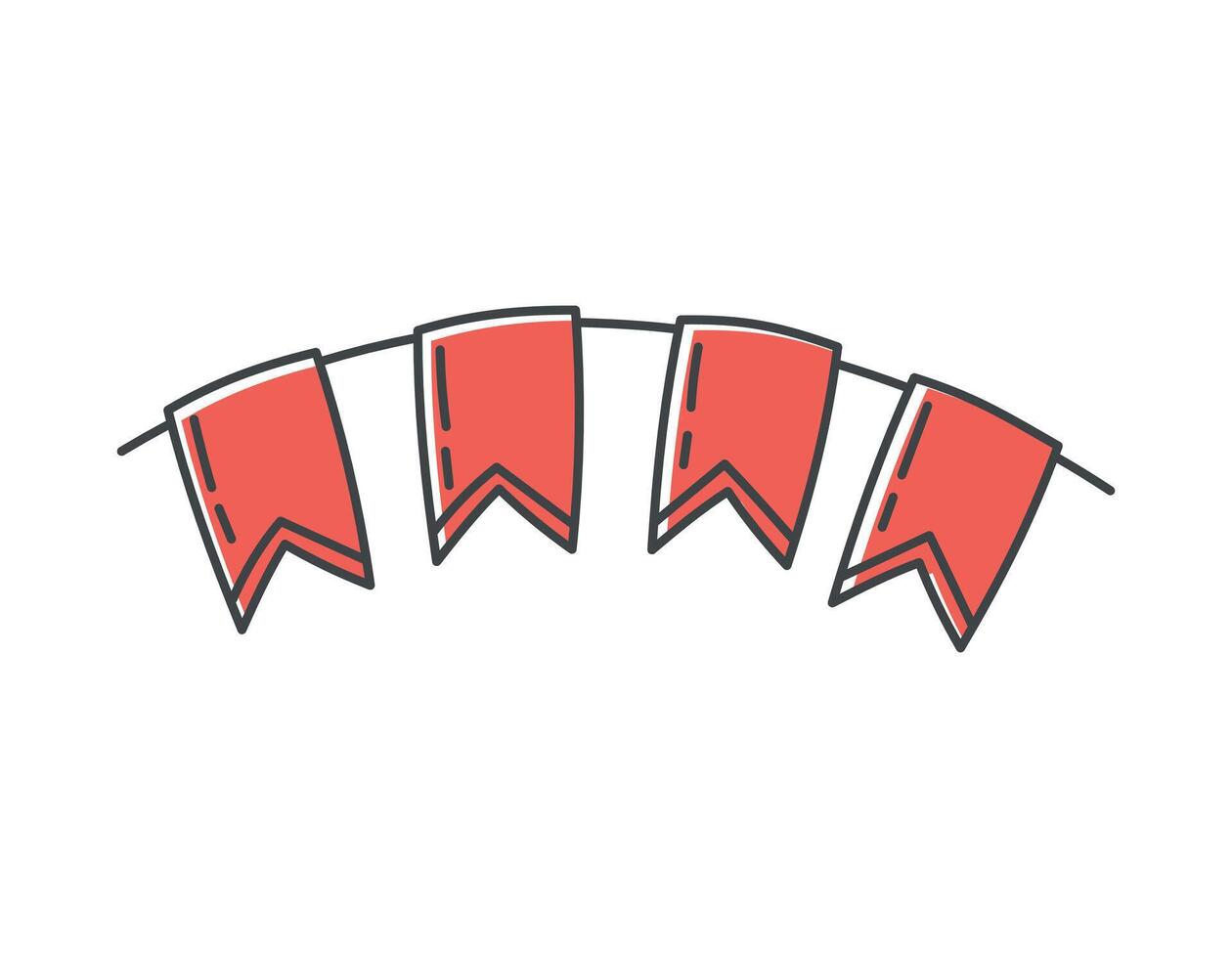 Vector isolated doodle symbol of holiday garland with flags.