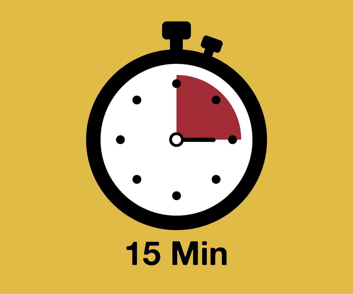 15 Timer sign icon. 15 minutes stopwatch symbol vector
