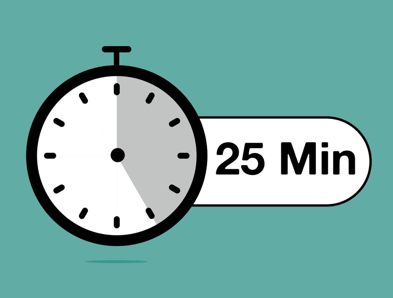 25 Minutes timer icon. Time counter stopwatch, modern clock design isolated on light background vector