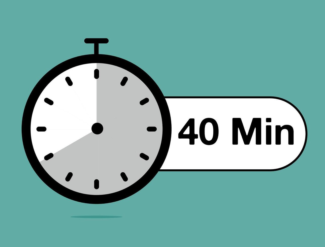 40 Minutes timer icon. Time counter stopwatch, modern clock design