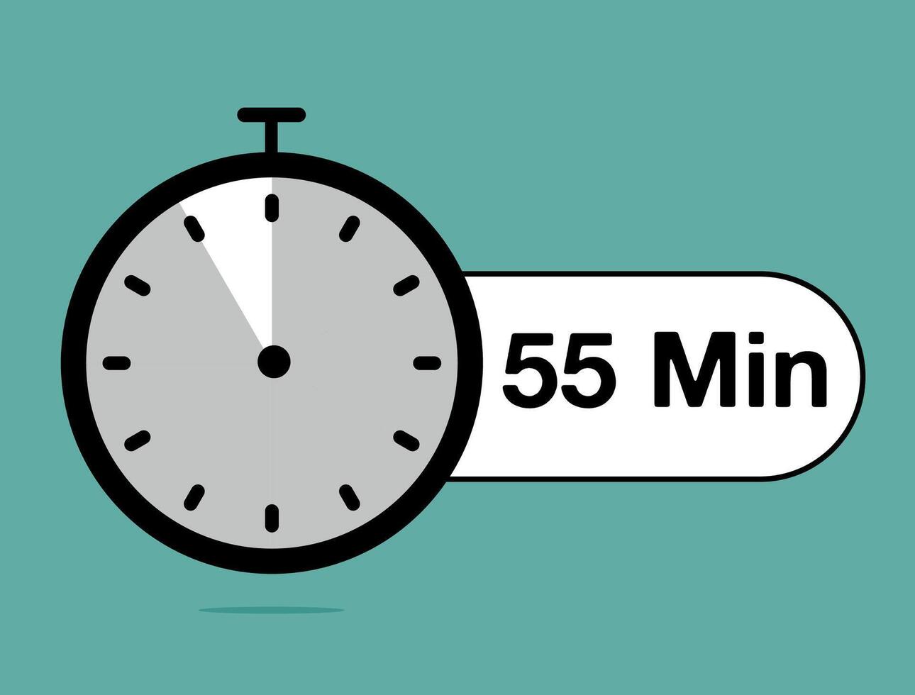 55 Minutes timer icon. Time counter stopwatch, modern clock design isolated on light background vector