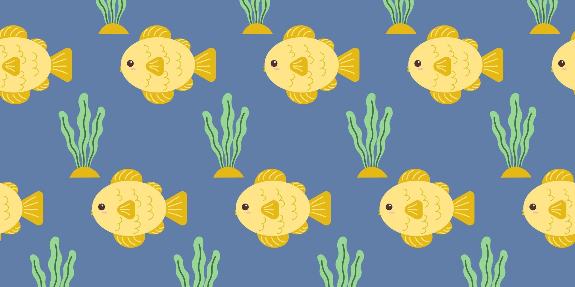 Vector children's seamless repeating with cute fish. a simple flat pattern.