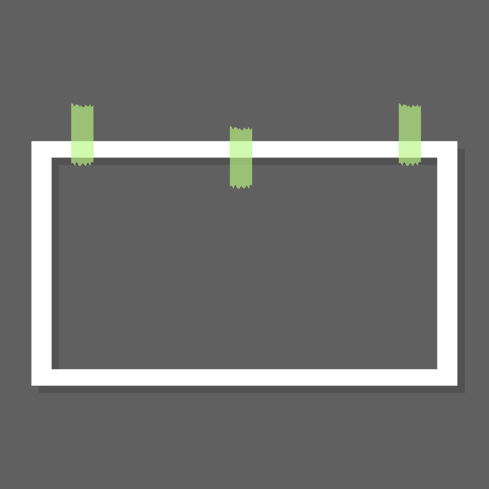 blanco foto marco con verde cinta aislado en transparente antecedentes. vector ilustración. álbum de recortes