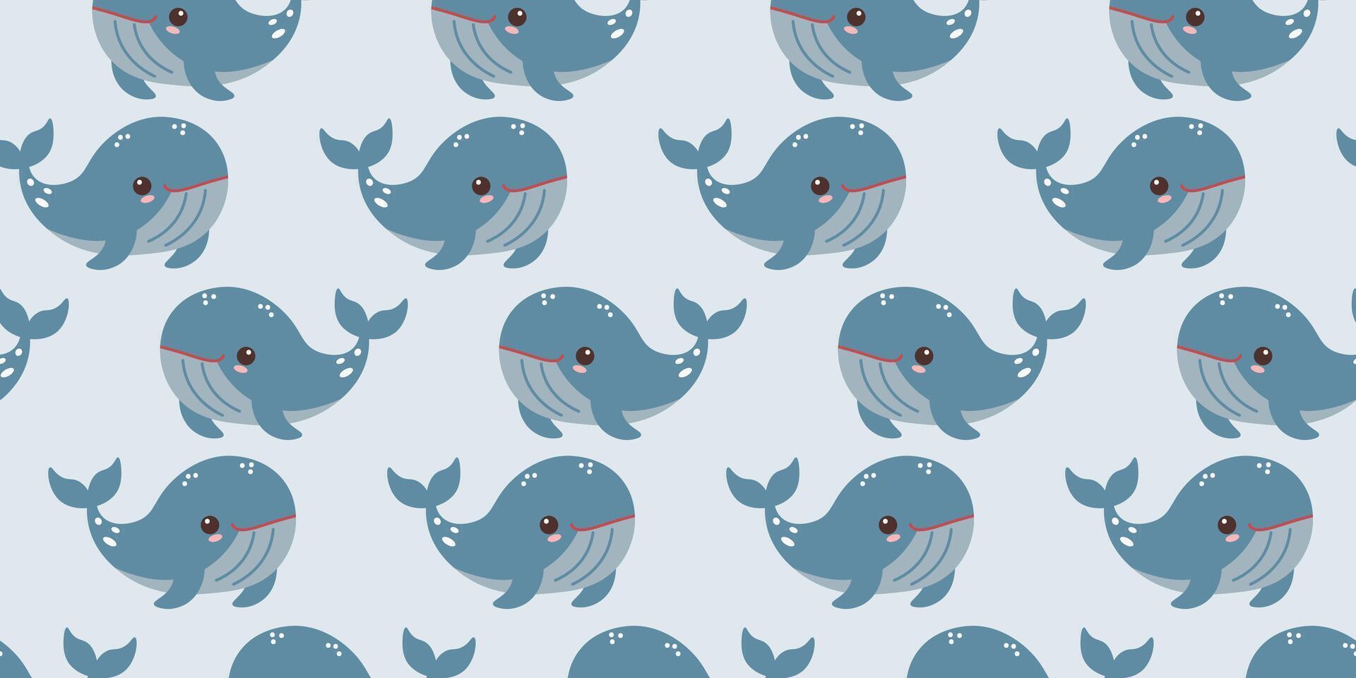 Vector children's seamless repeating with whales. Marine inhabitants. a simple flat pattern.