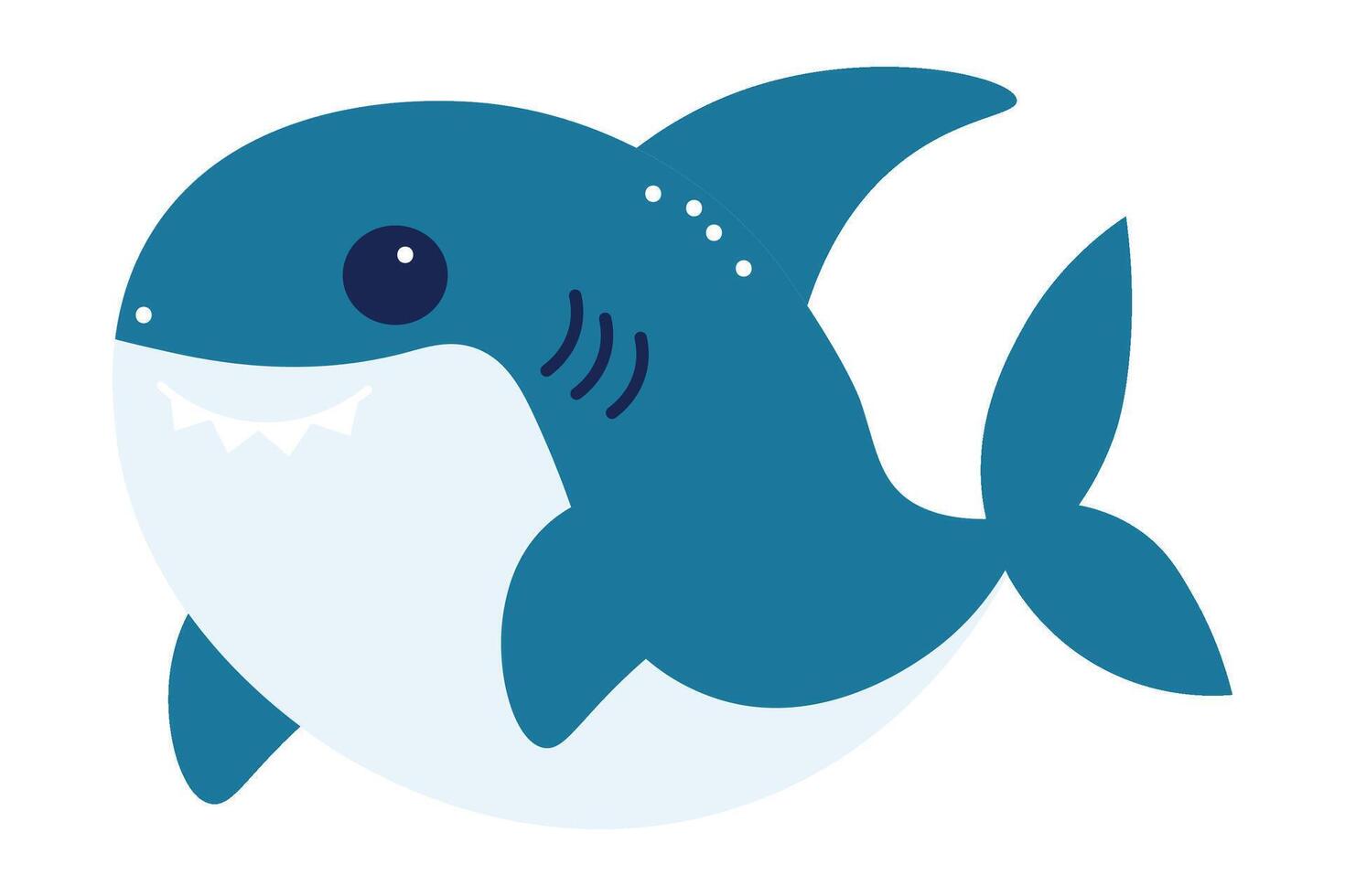 cute shark. cartoon vector illustration. sea life.