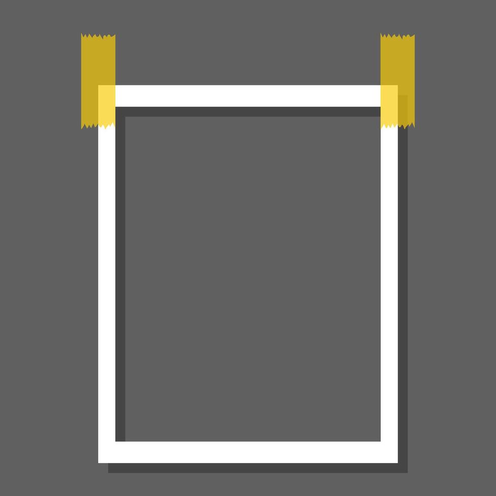 white vertical photo frame with yellow tape, transparent background. Vector illustration. scrapbook