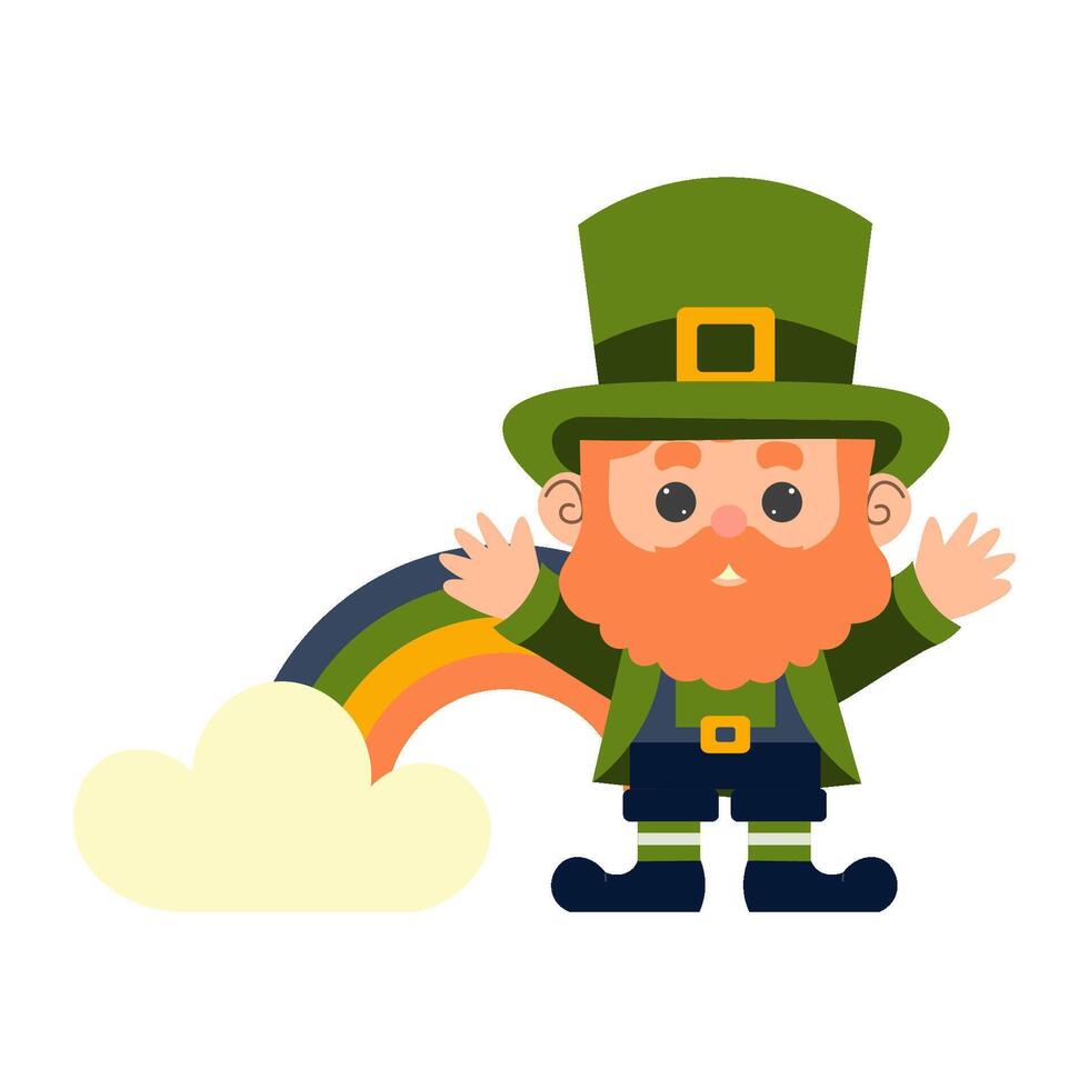 The leprechaun and rainbow. Saint Patrick's Day. Vector illustration