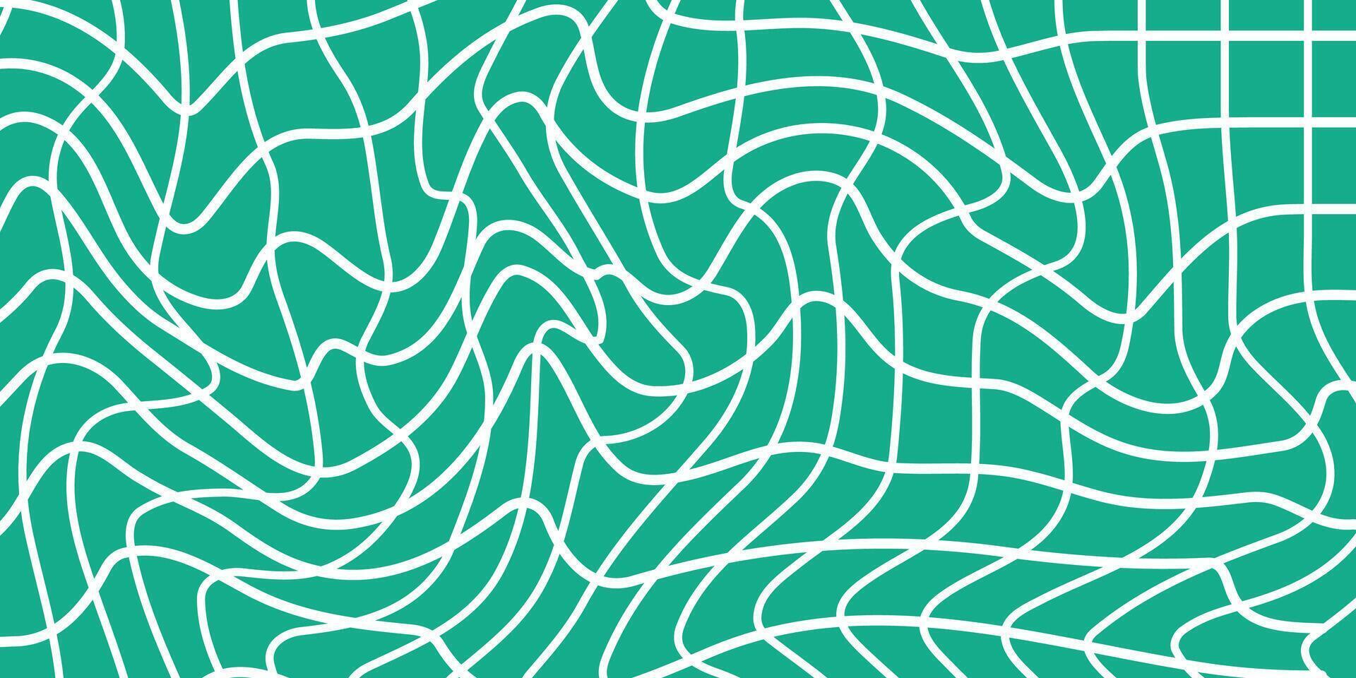 Groovy Psychedelic Background with white mesh on green background vector
