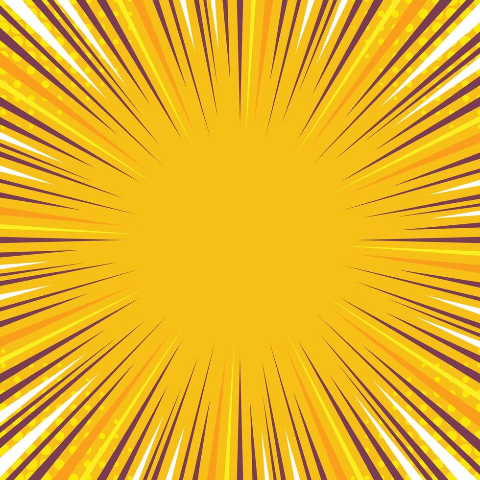 Yellow background of radial stripes. Speed lines background vector