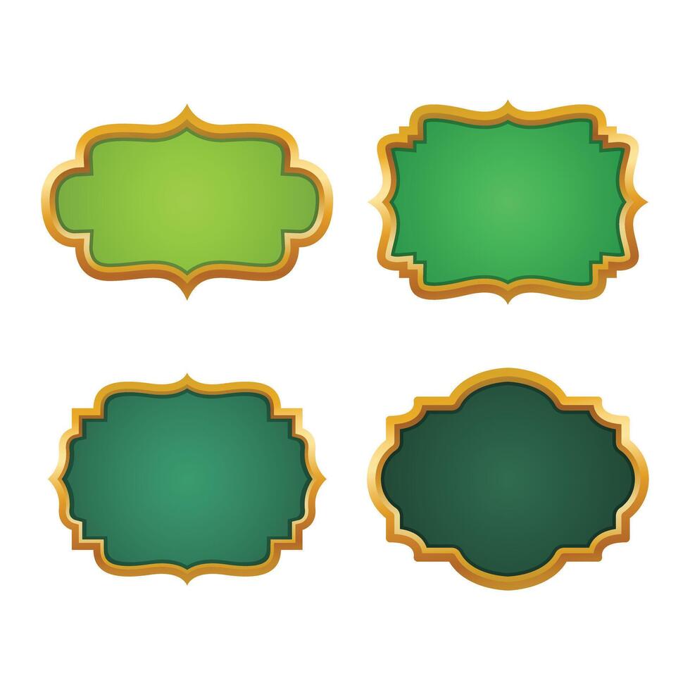 colección de verde y oro islámico fronteras en diferente formas vector