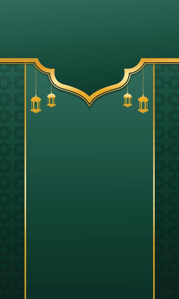 islámico día celebracion oro verde blanco antecedentes. islámico lujo fondo de pantalla vector