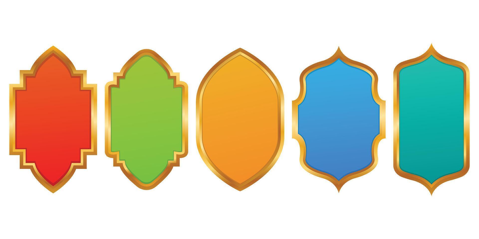 Collection of colorful Islamic luxury gold borders vector