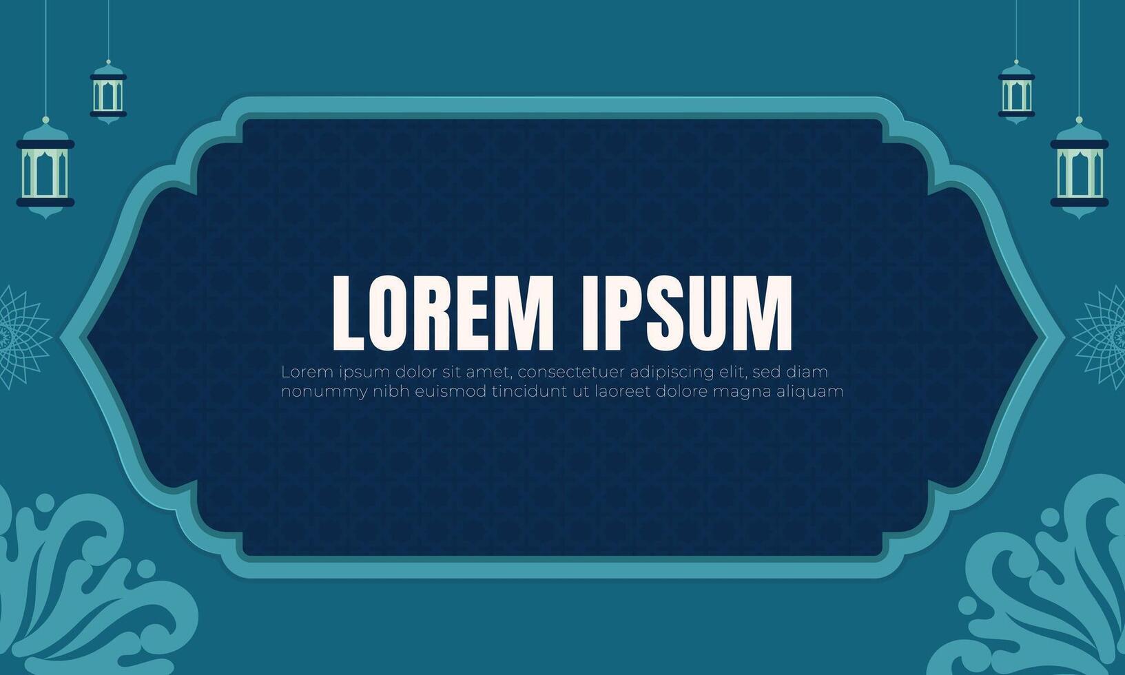 Flat design islamic background with empty frame vector