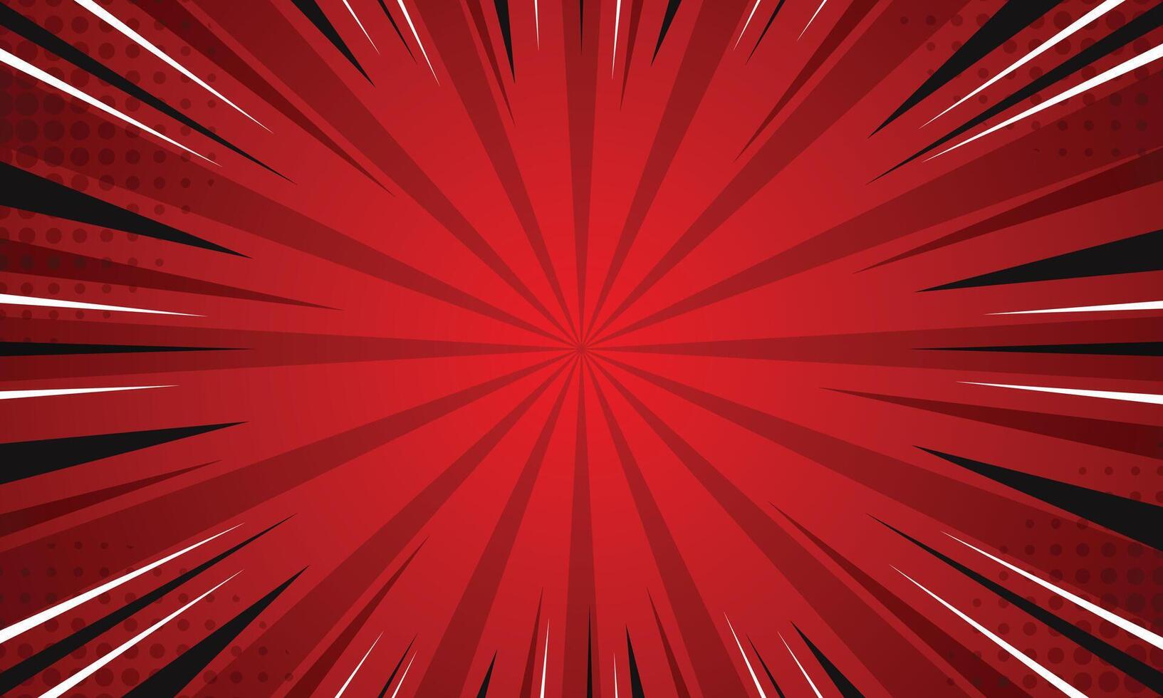 Abstract radial stripes comic red background vector