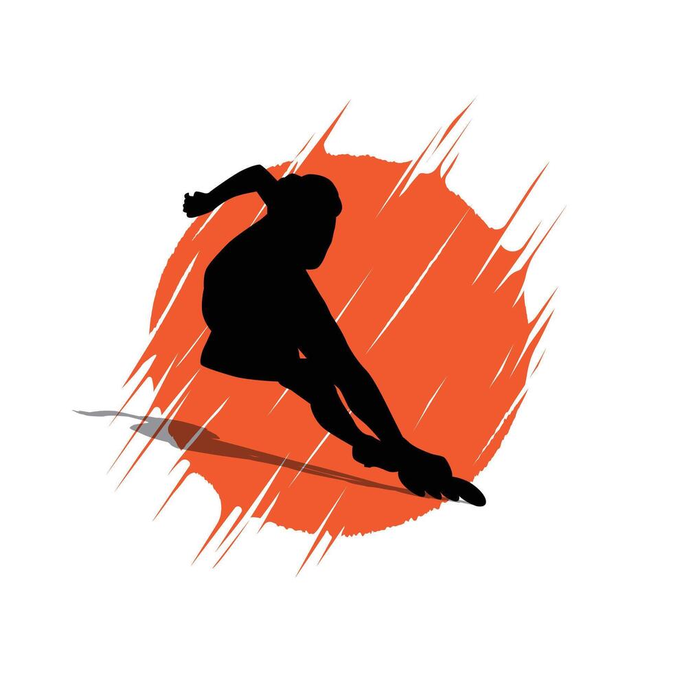 Abstract roller skating athlete silhouette. Roller skater silhouette logo vector