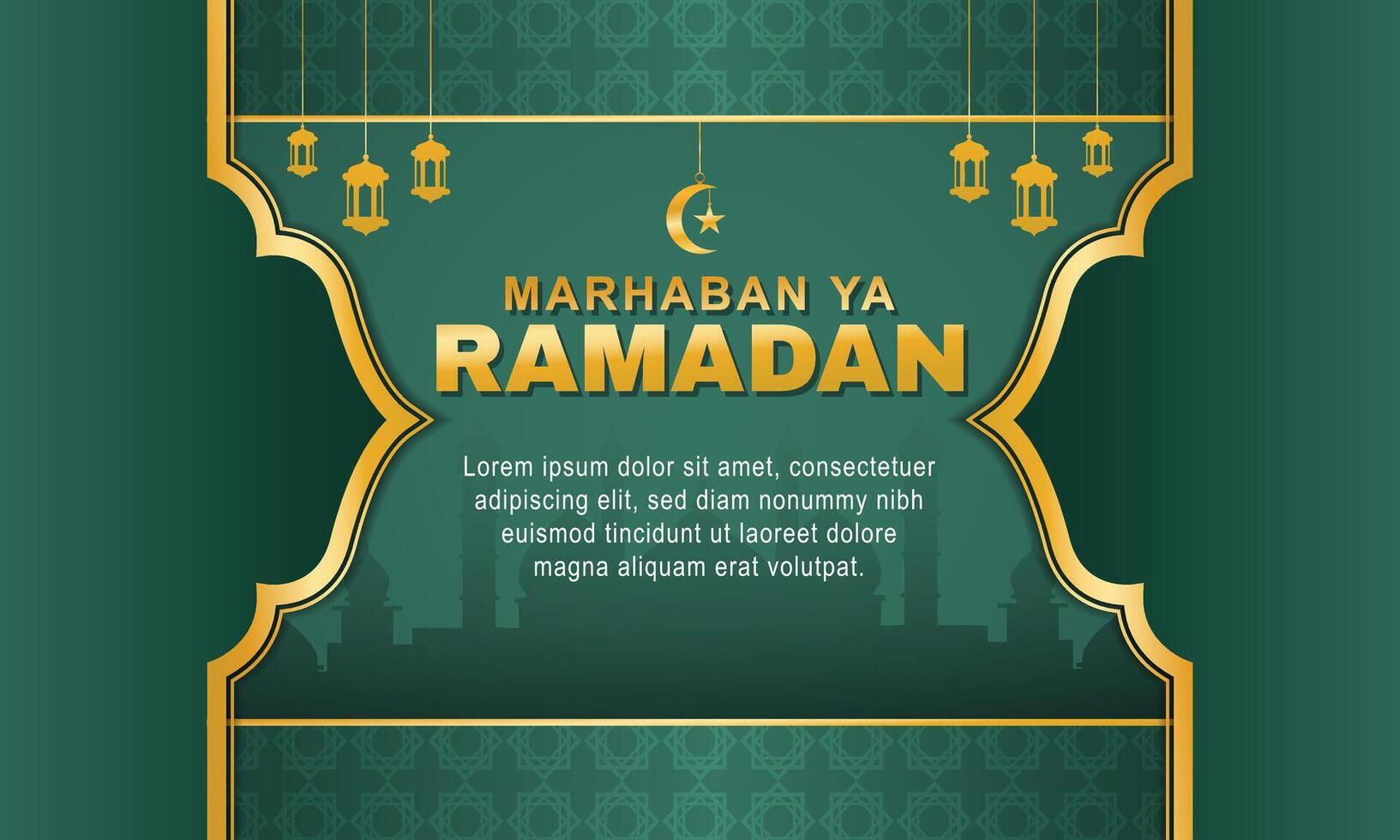 Islamic background for the greeting Marhaban ya Ramadan which means Welcome Ramadan vector