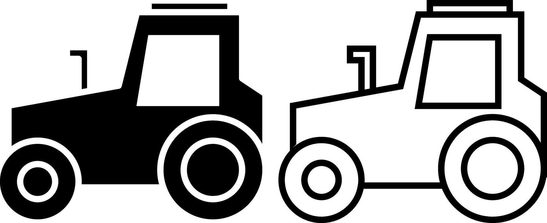 tractor icon, sign, or symbol in glyph and line style isolated on transparent background. Vector illustration