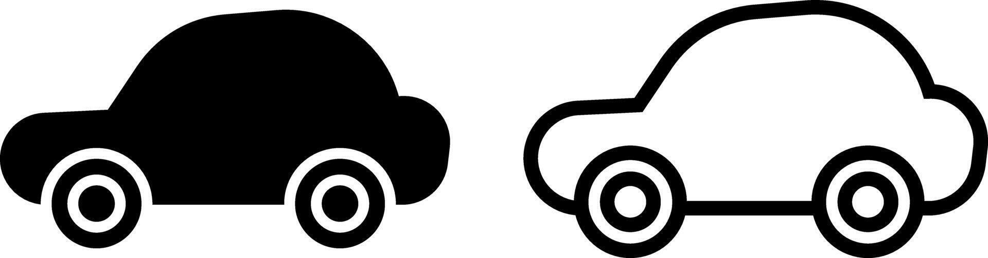 car icon, sign, or symbol in glyph and line style isolated on transparent background. Vector illustration