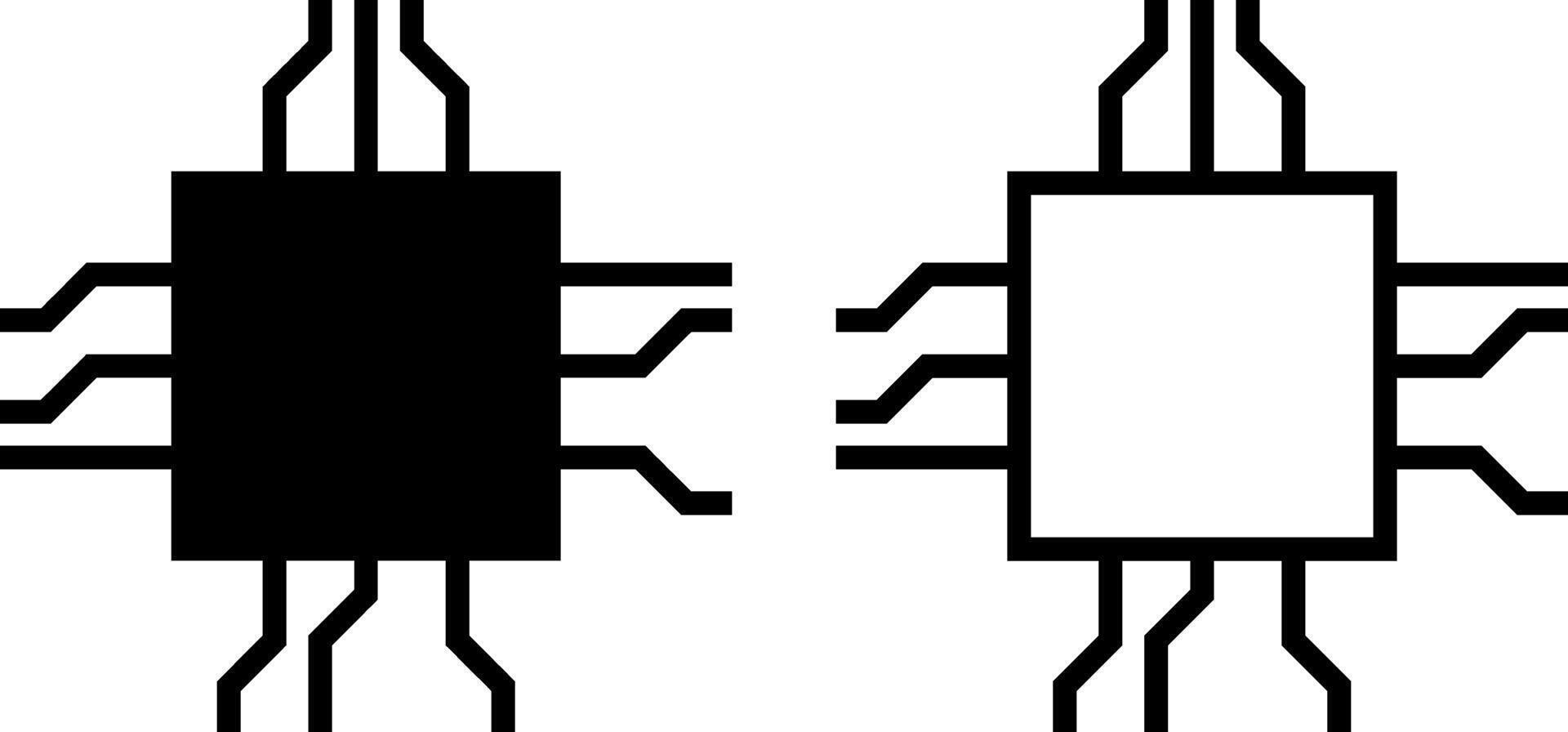 computer chip icon, sign, or symbol in glyph and line style isolated on transparent background. Vector illustration