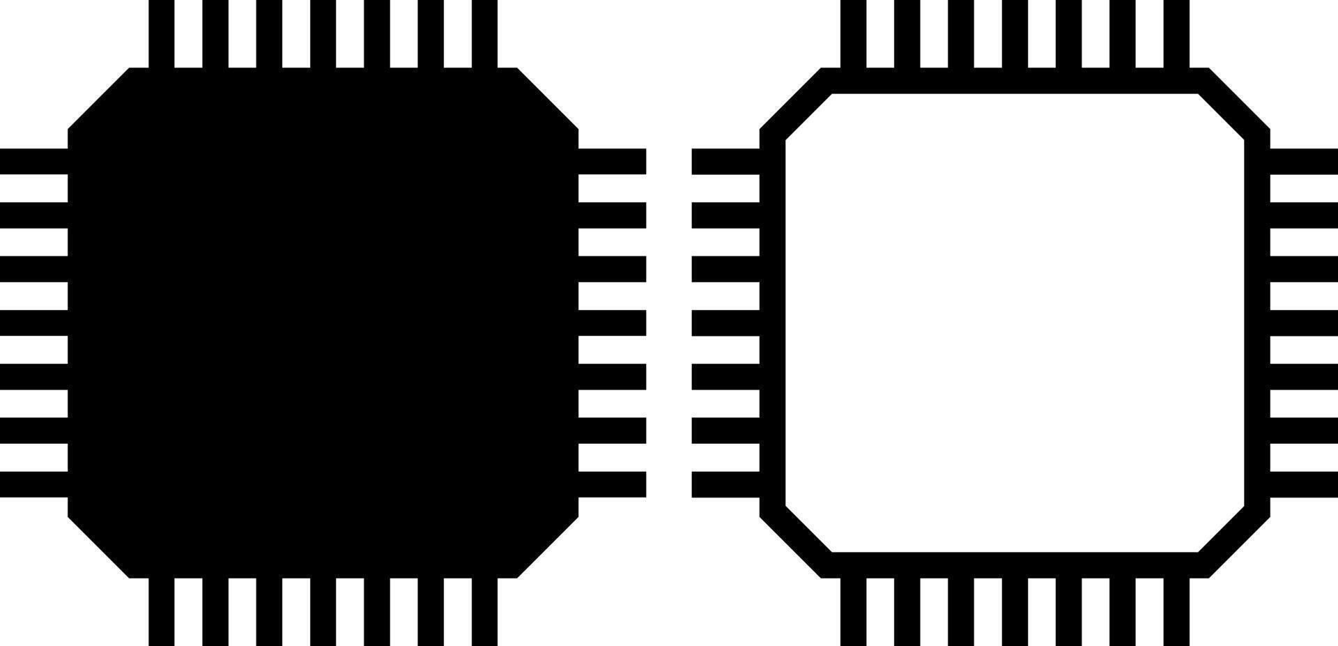 procesador icono, firmar, o símbolo en glifo y línea estilo aislado en transparente antecedentes. vector ilustración