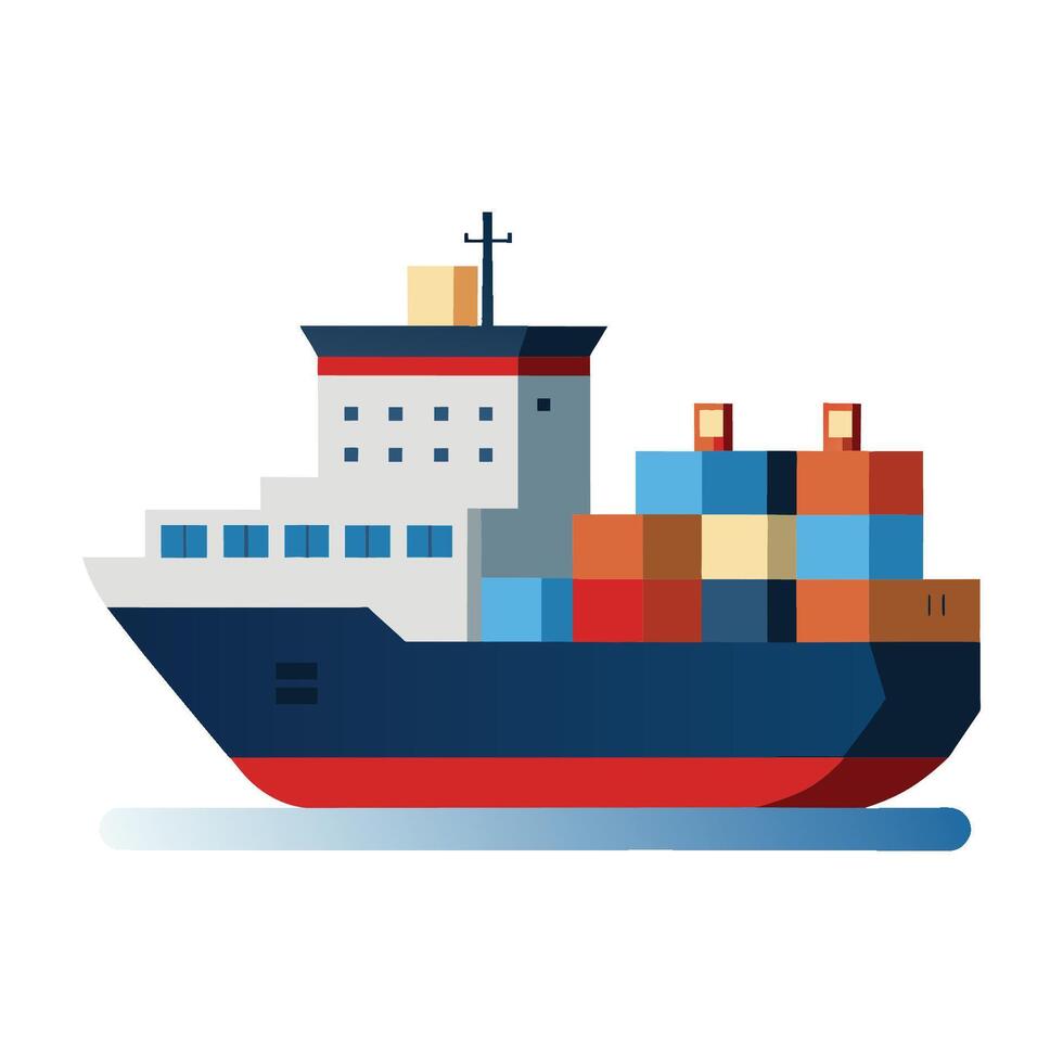 Freighter flat vector illustration on white background