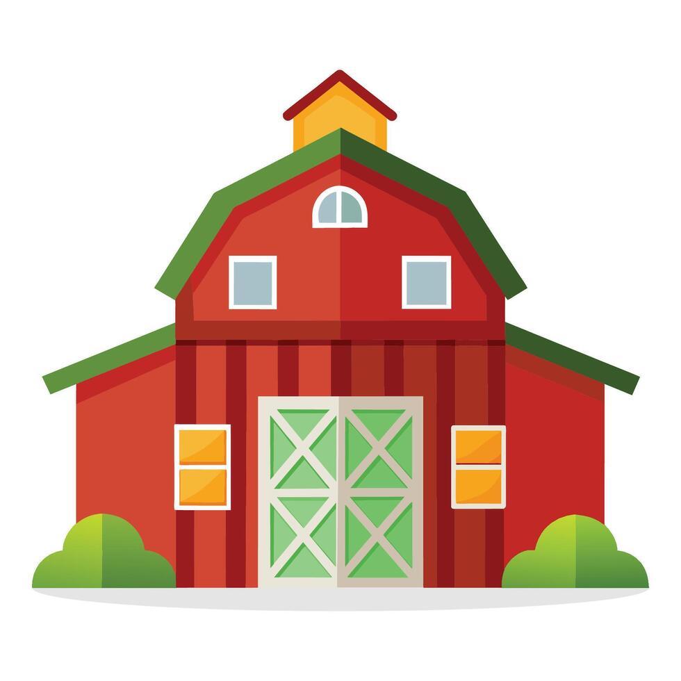 Barn house flat vector illustration on white background