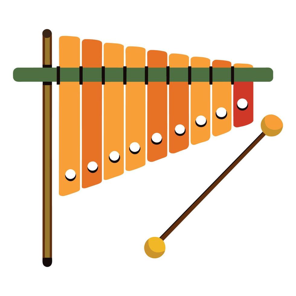 Xylophone flat vector illustration on white background