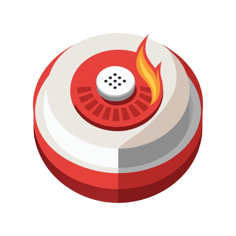 Smoke alarm flat vector illustration on white background.