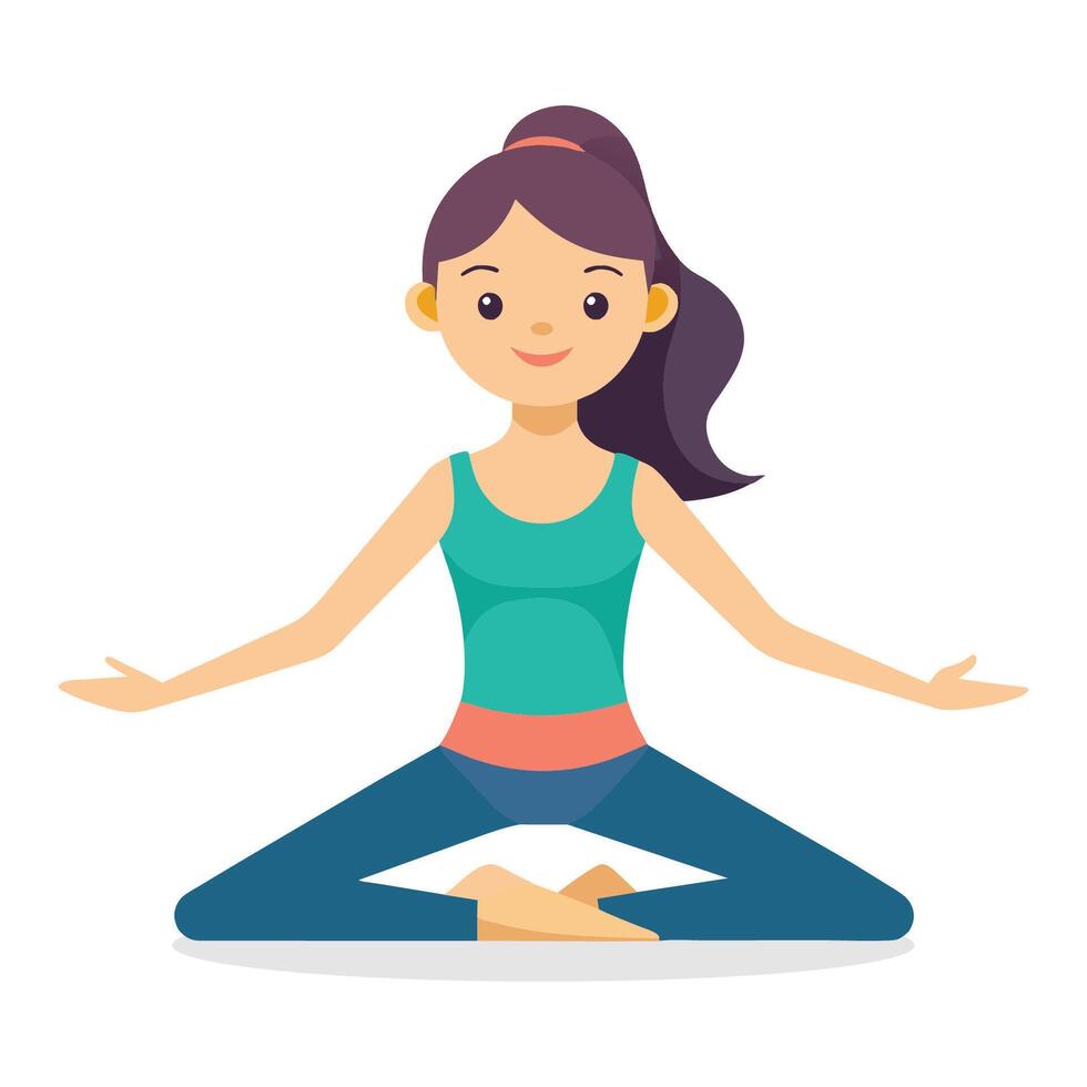 Girl doing yoga flat vector illustration.