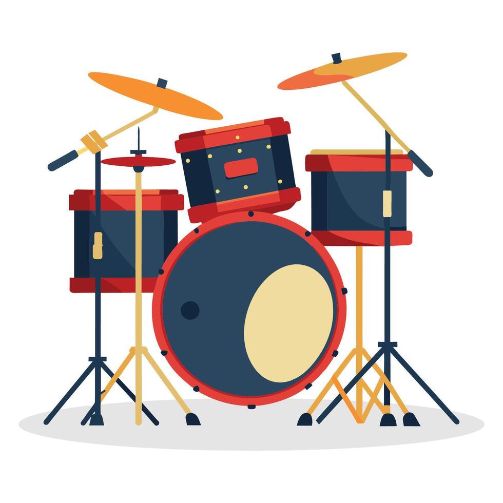 Drum kit flat vector illustration on white background