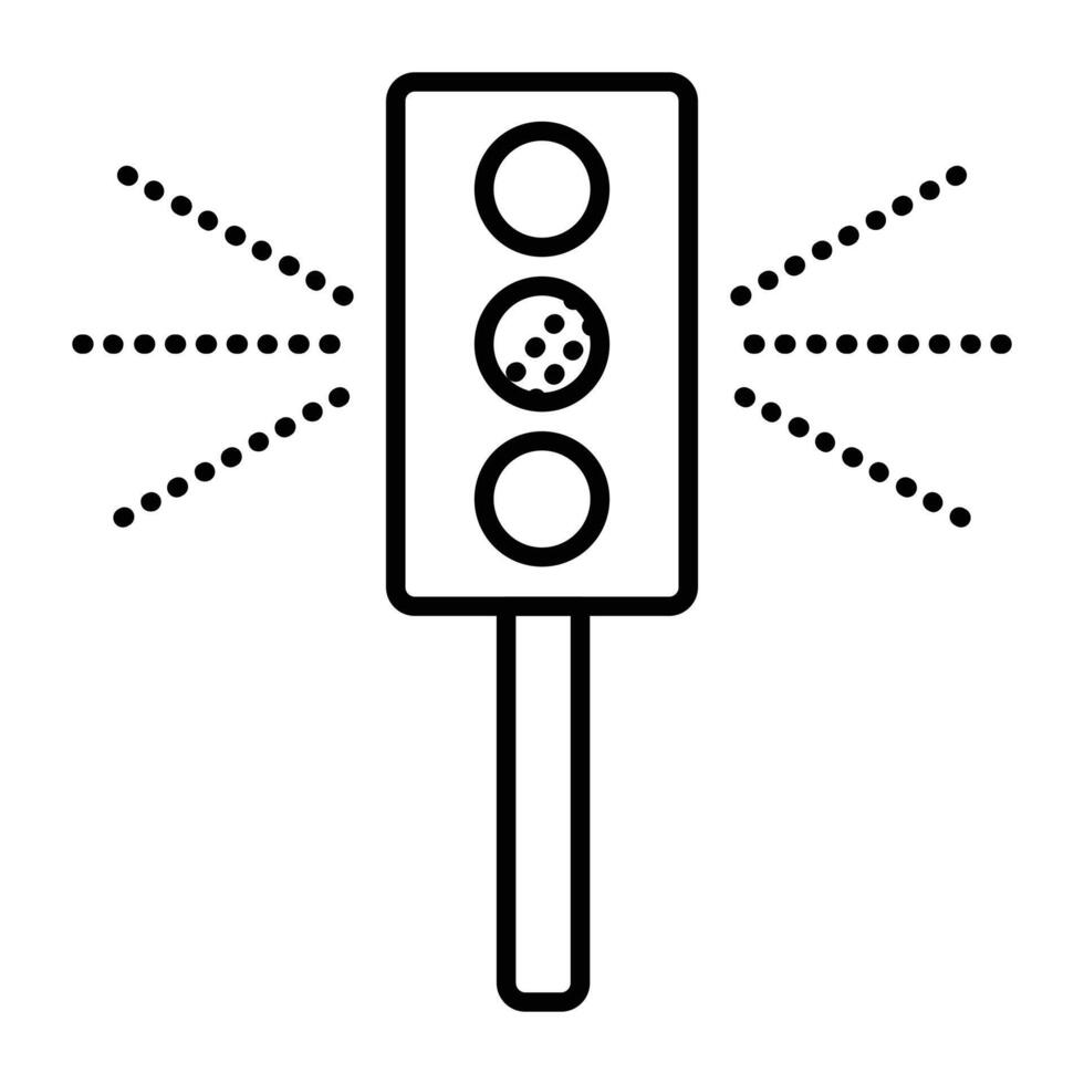 Traffic light black line vector icon, road sign, minimal illustration of semaphore