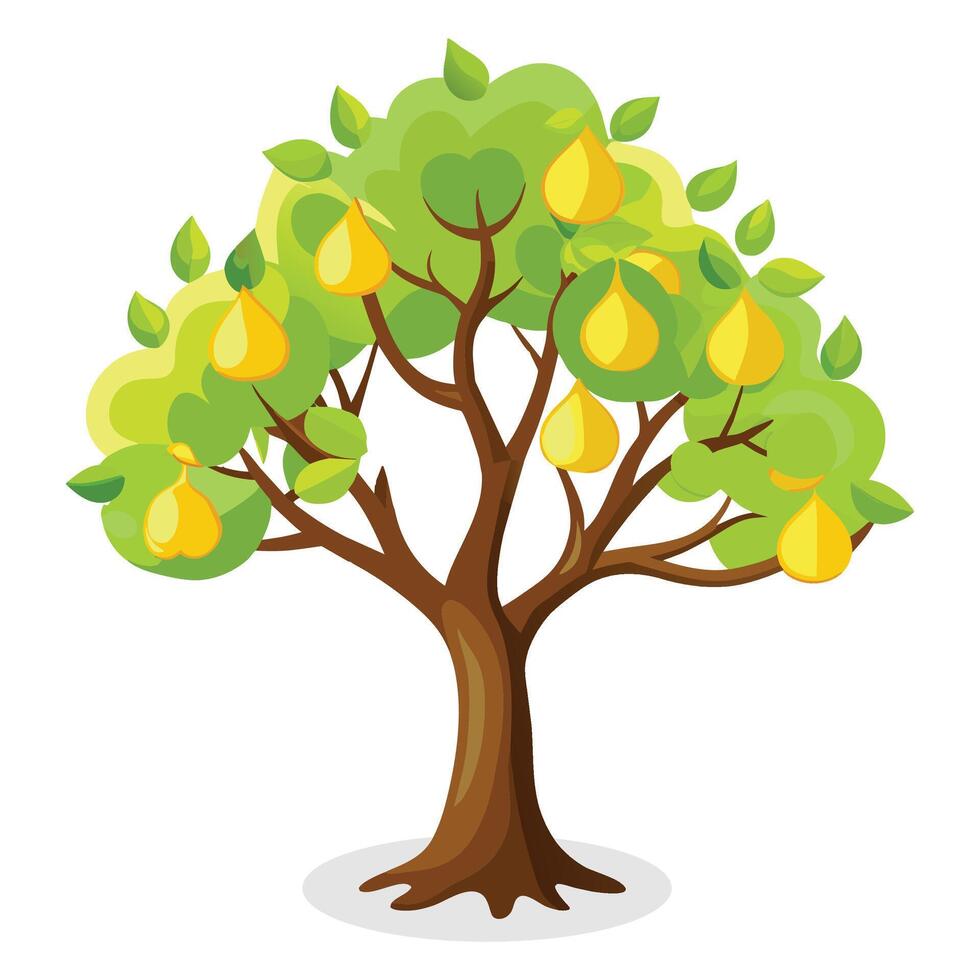 Pear tree Isolated flat vector illustration.