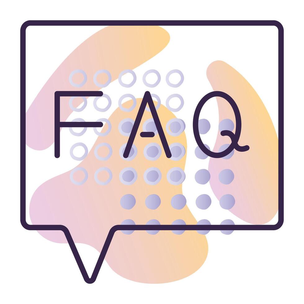 FAQ, questions and answers, dark blue line vector icon with a gradient background