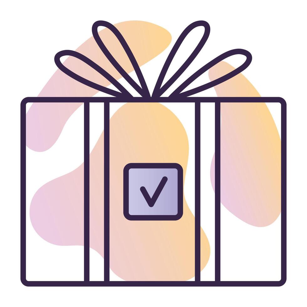 Parcel sent symbol, package received sign, dark blue line vector icon on gradient background