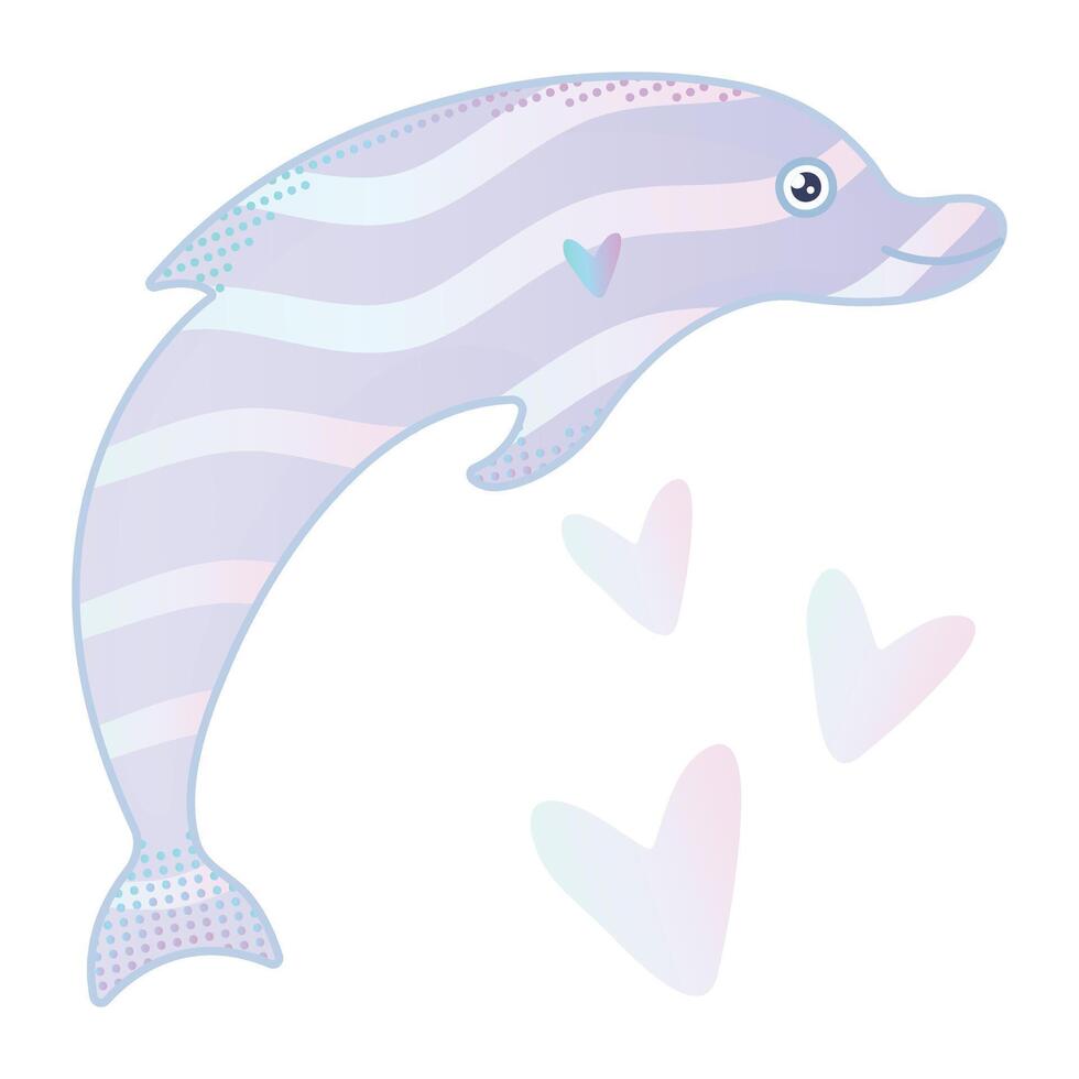 linda delfín con corazones, pijo náutico degradado ilustración vector
