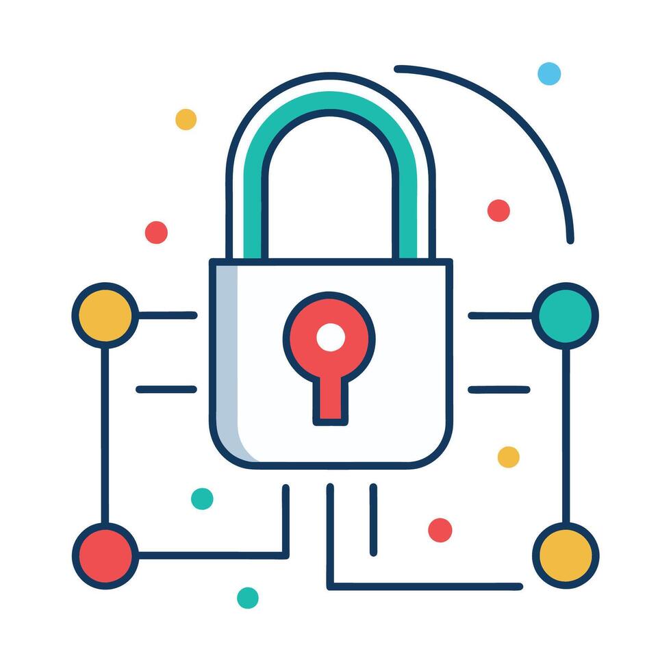 System lock line isolated vector illustration