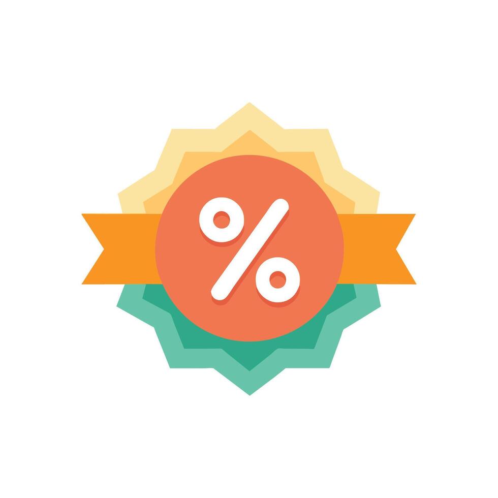 Badge percent isolated flat vector illustration.
