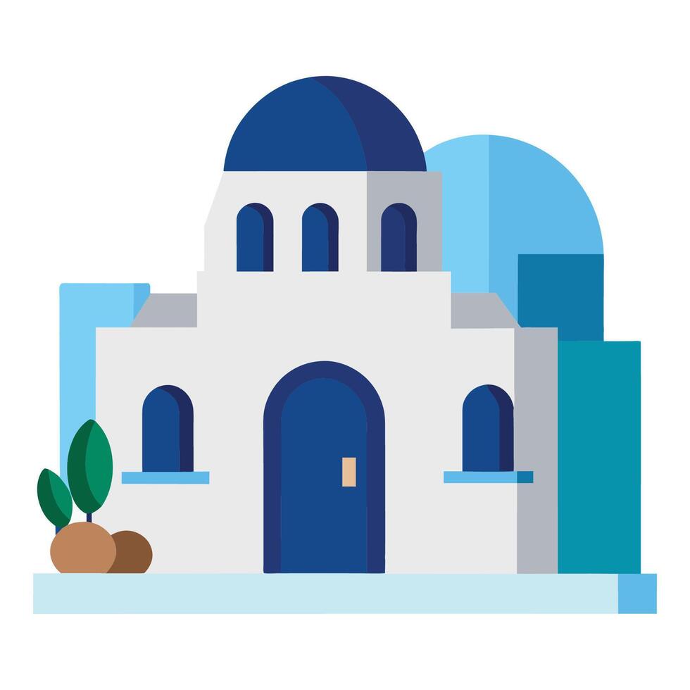 Cycladic home flat vector illustration on white background