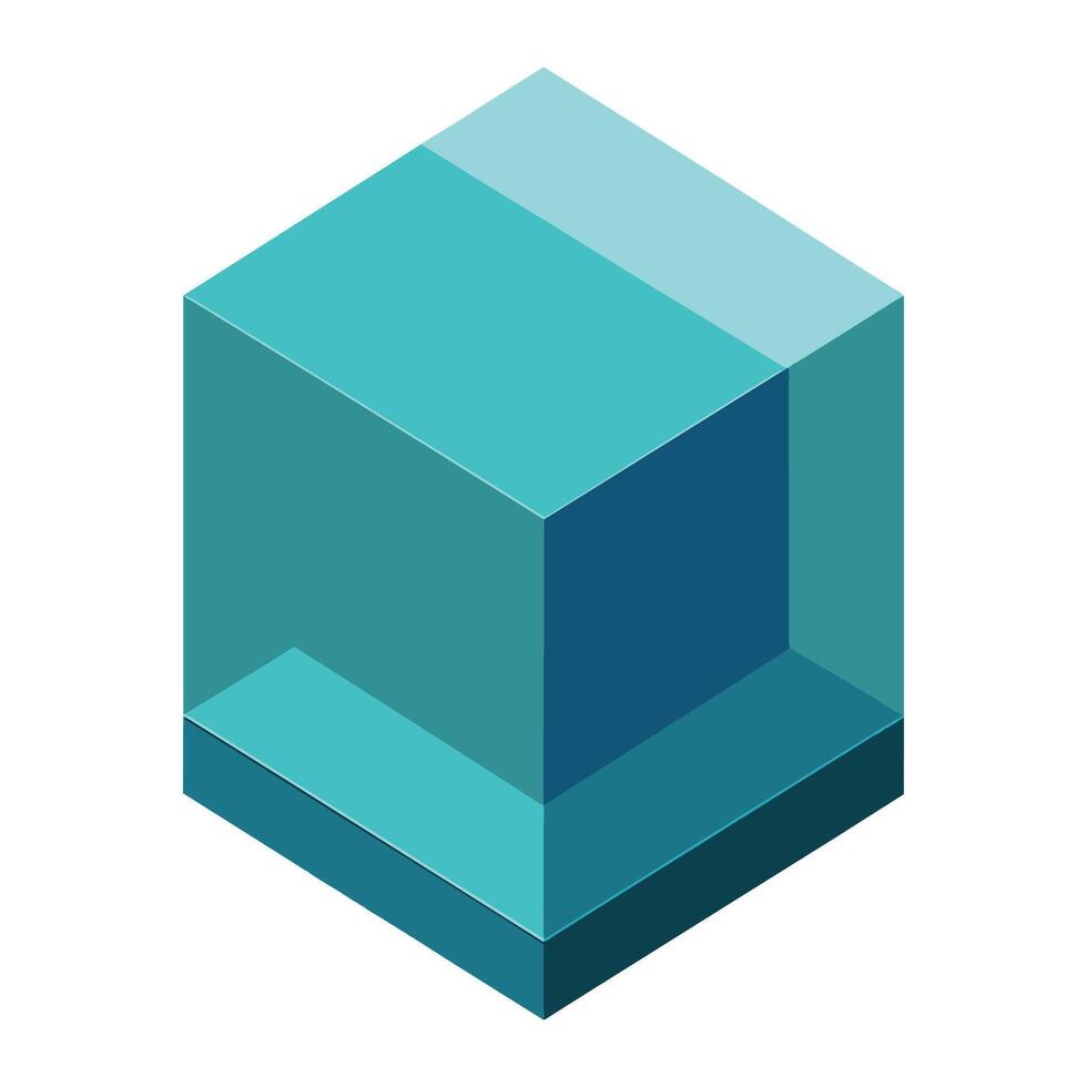 3d block flat vector illustration