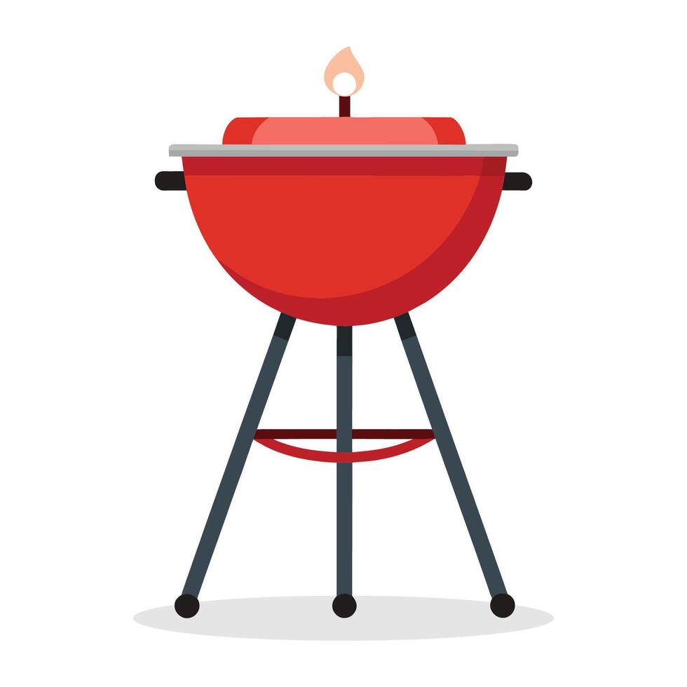 BBQ grill flat vector illustration on white background